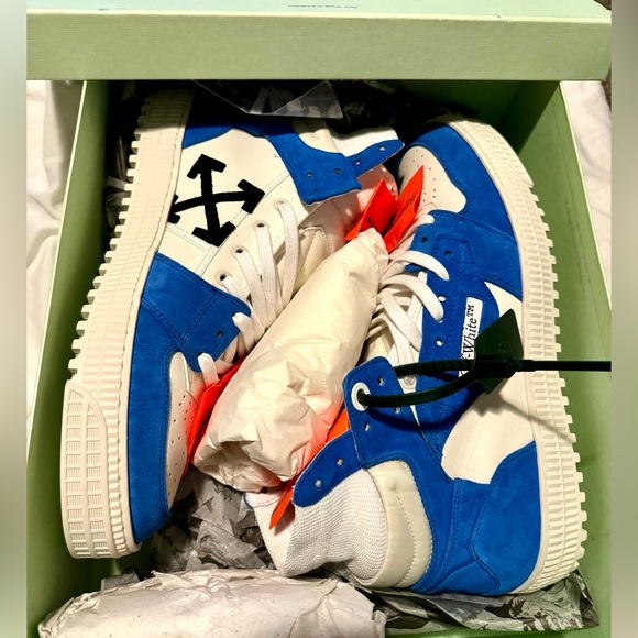 Off-White 3.0 Off Court Supreme Sneakers Blue Suede Leather Shell HighTop Virgil - Picture 4 of 10